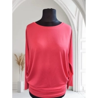 Bluzka Eveline dla puszystej - luźny fason oversize koralowa